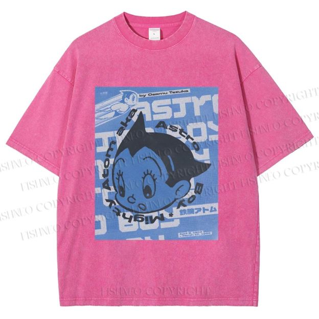 Unisex Astro Boy Poster Printed Washed Tee