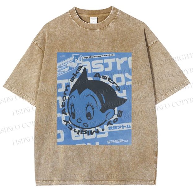 Unisex Astro Boy Poster Printed Washed Tee
