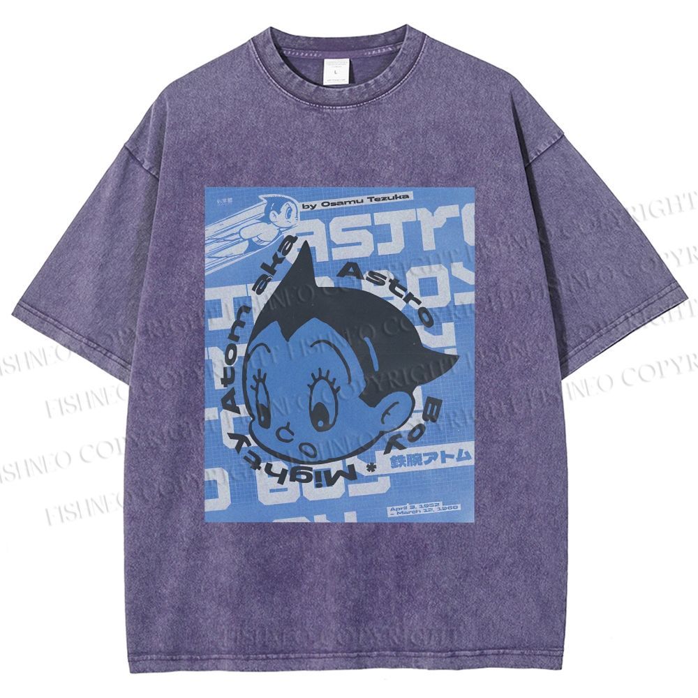 Unisex Astro Boy Poster Printed Washed Tee