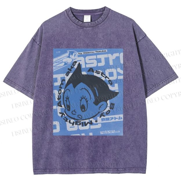 Unisex Astro Boy Poster Printed Washed Tee