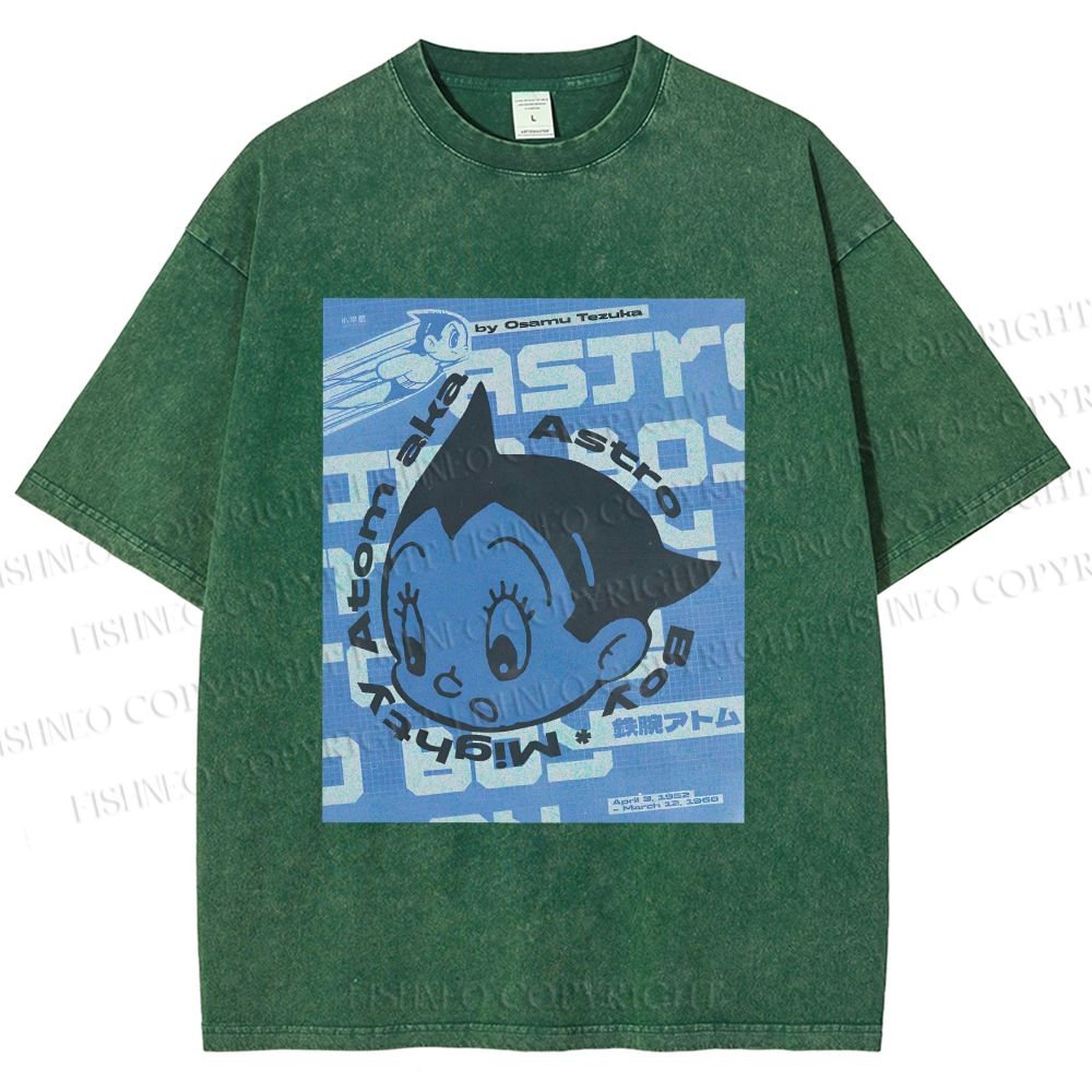 Unisex Astro Boy Poster Printed Washed Tee