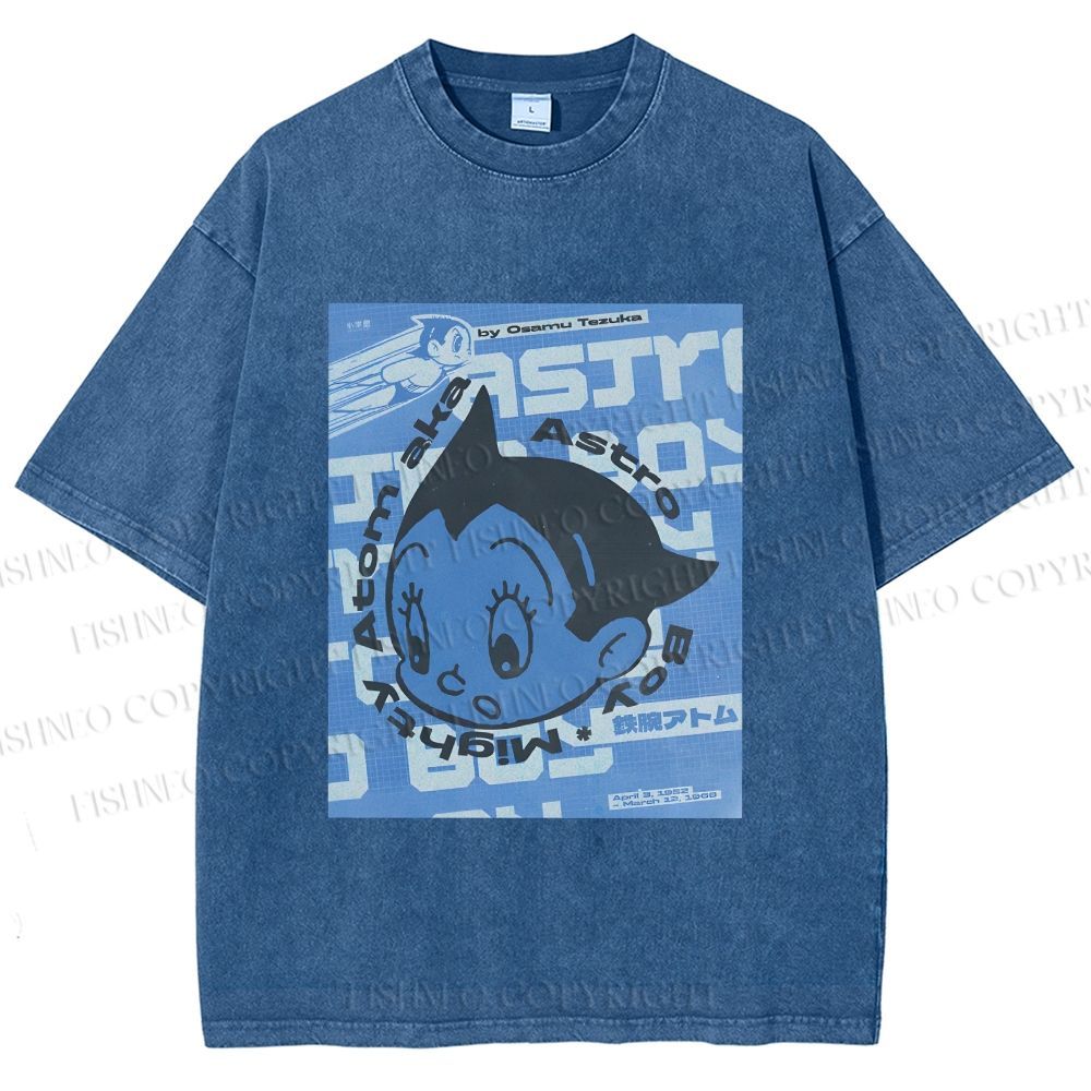 Unisex Astro Boy Poster Printed Washed Tee