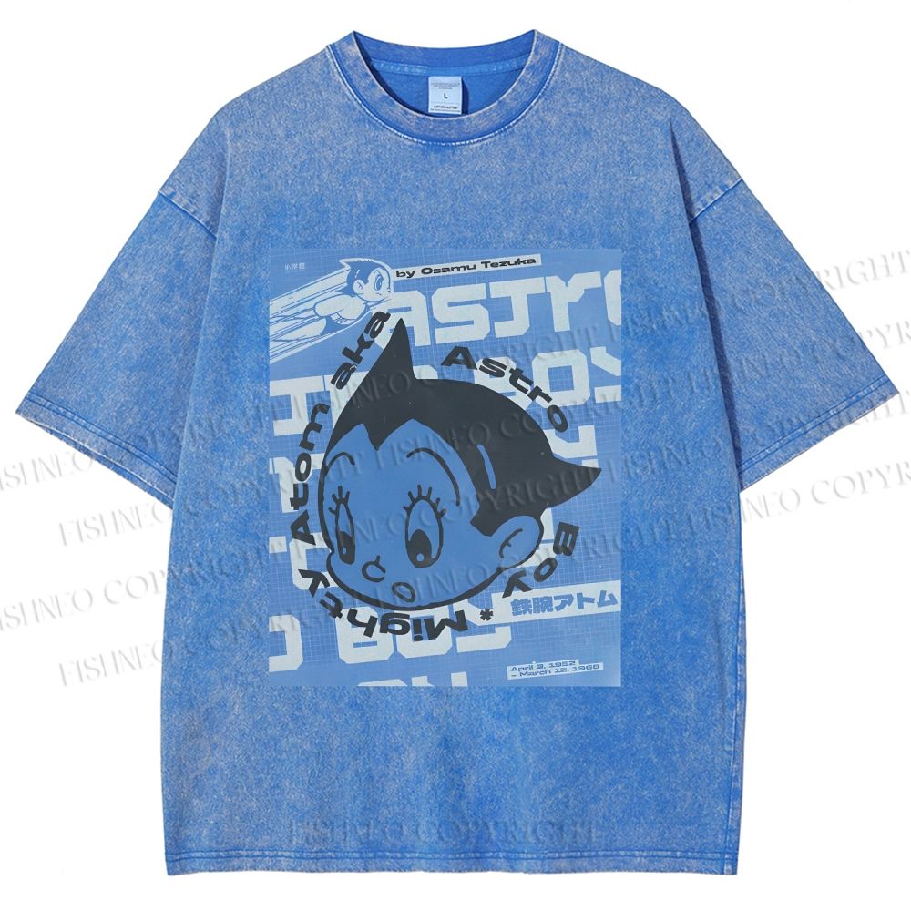 Unisex Astro Boy Poster Printed Washed Tee