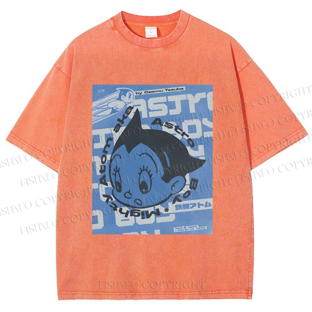 Unisex Astro Boy Poster Printed Washed Tee