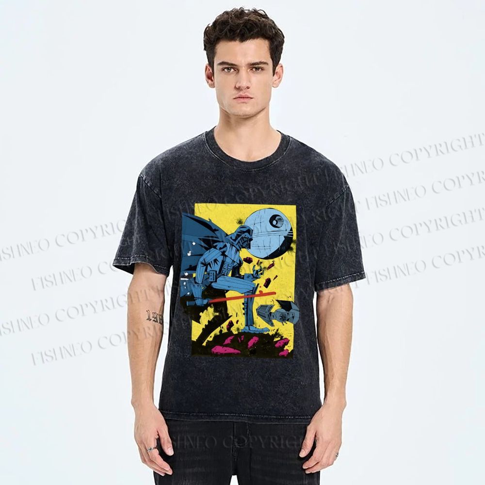 Unisex Star Wars Graffiti Printed Washed Tee