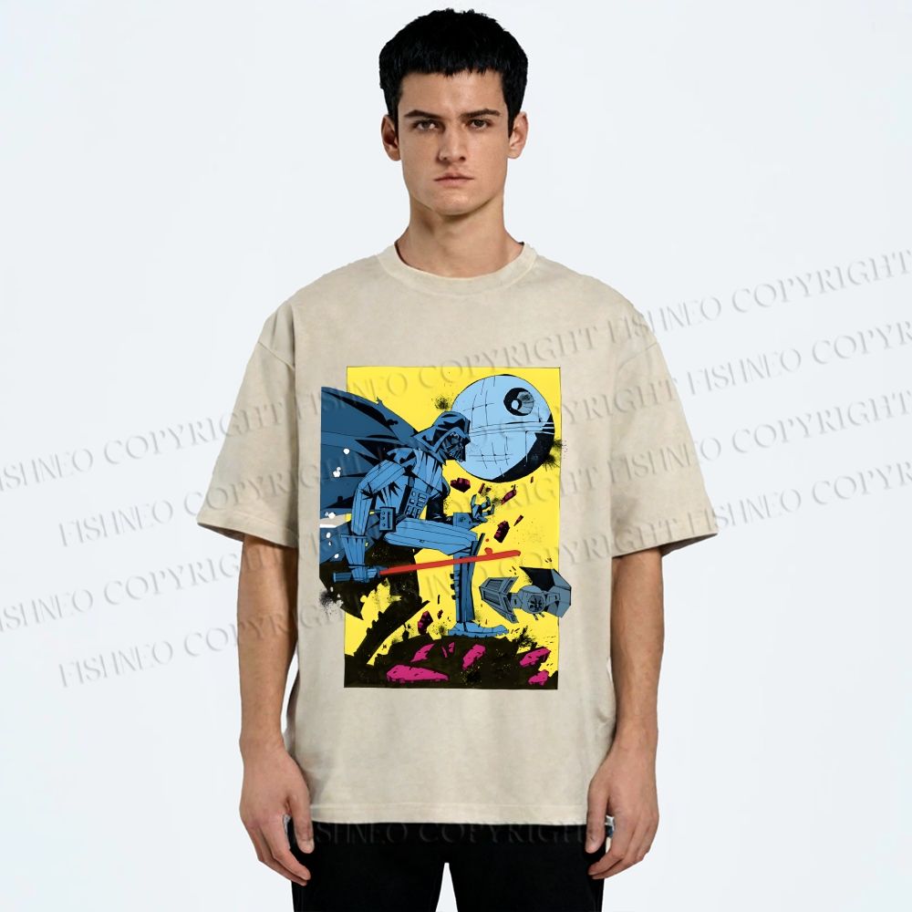 Unisex Star Wars Graffiti Printed Washed Tee