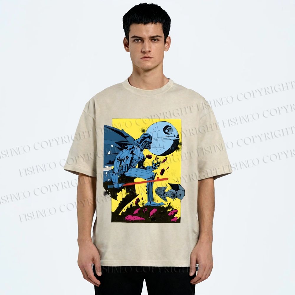 Unisex Star Wars Graffiti Printed Washed Tee