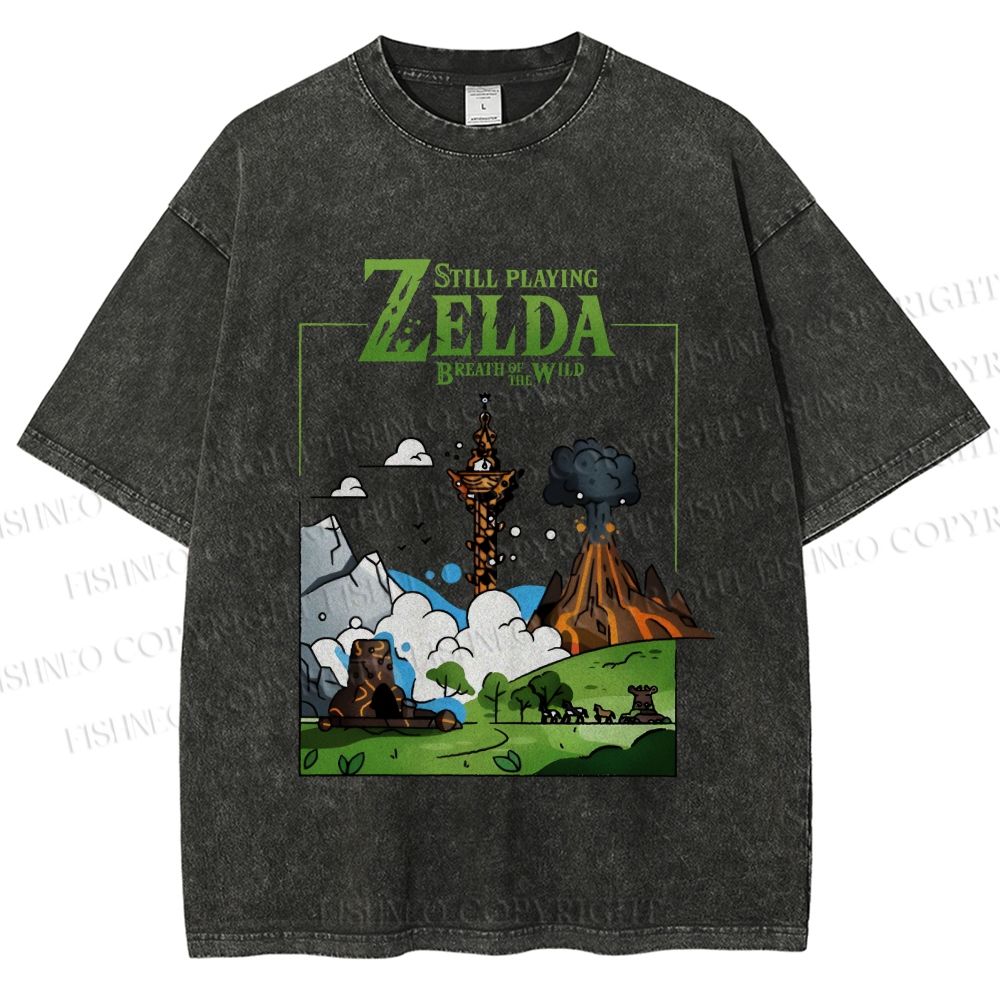 Unisex Zelda Breathe of the Wild Printed Washed Tee