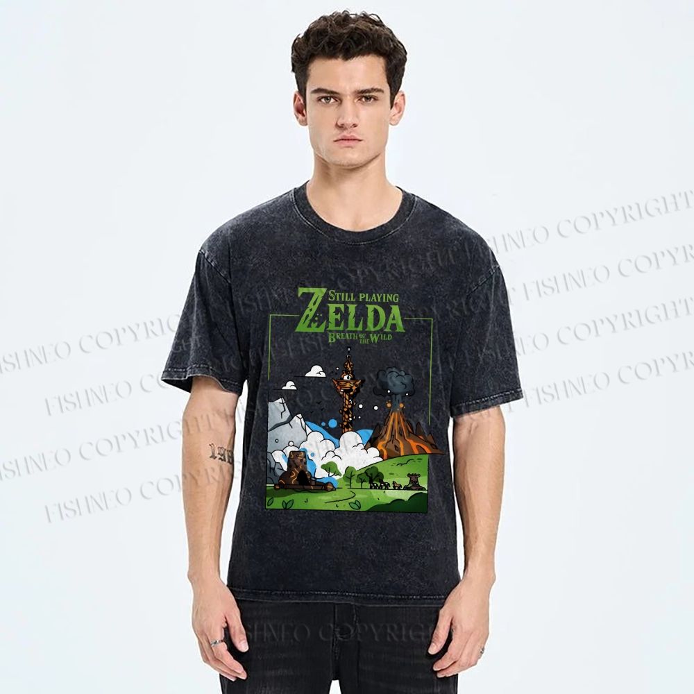 Unisex Zelda Breathe of the Wild Printed Washed Tee