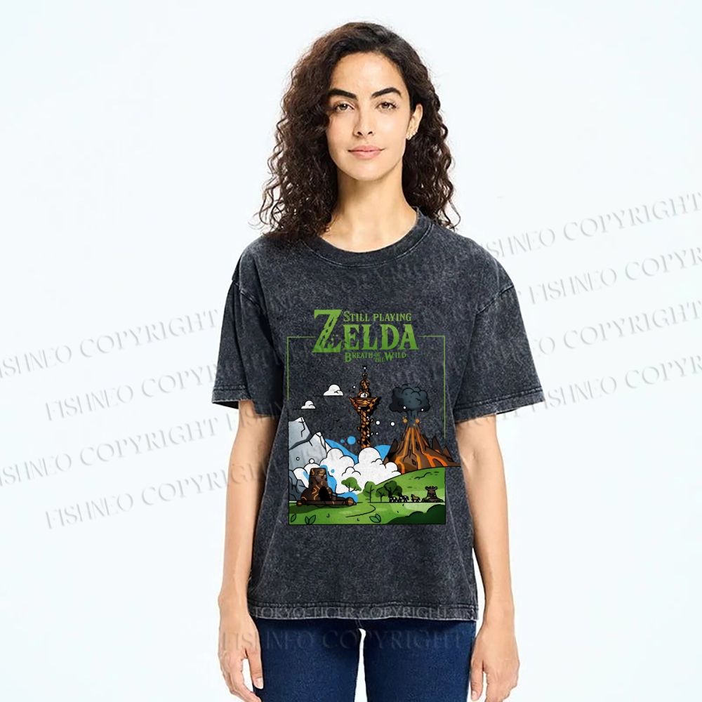 Unisex Zelda Breathe of the Wild Printed Washed Tee