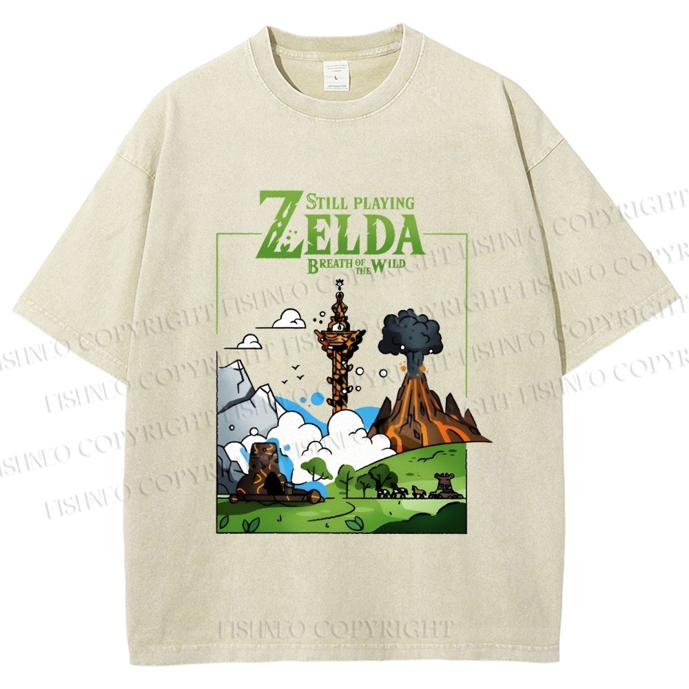 Unisex Zelda Breathe of the Wild Printed Washed Tee