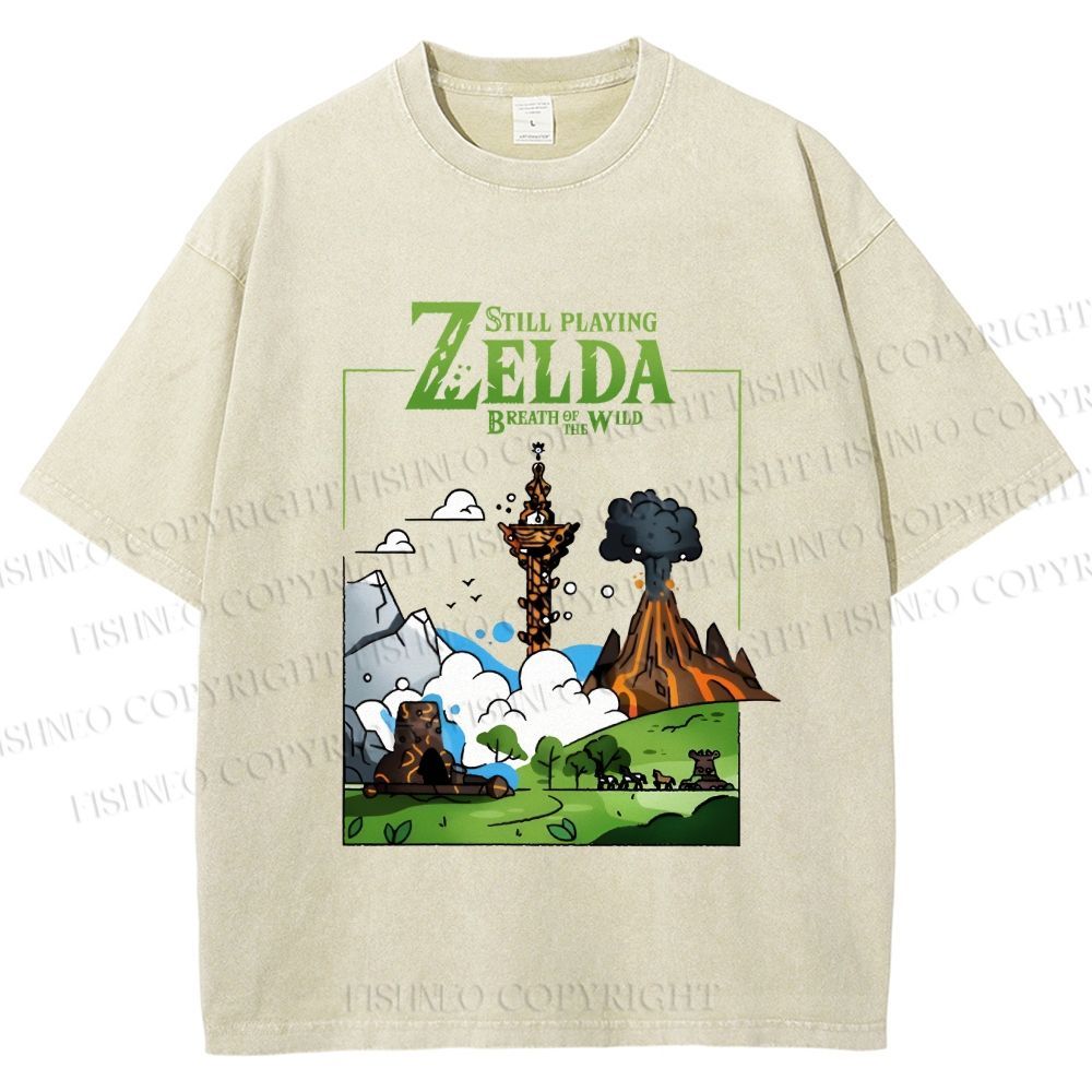 Unisex Zelda Breathe of the Wild Printed Washed Tee