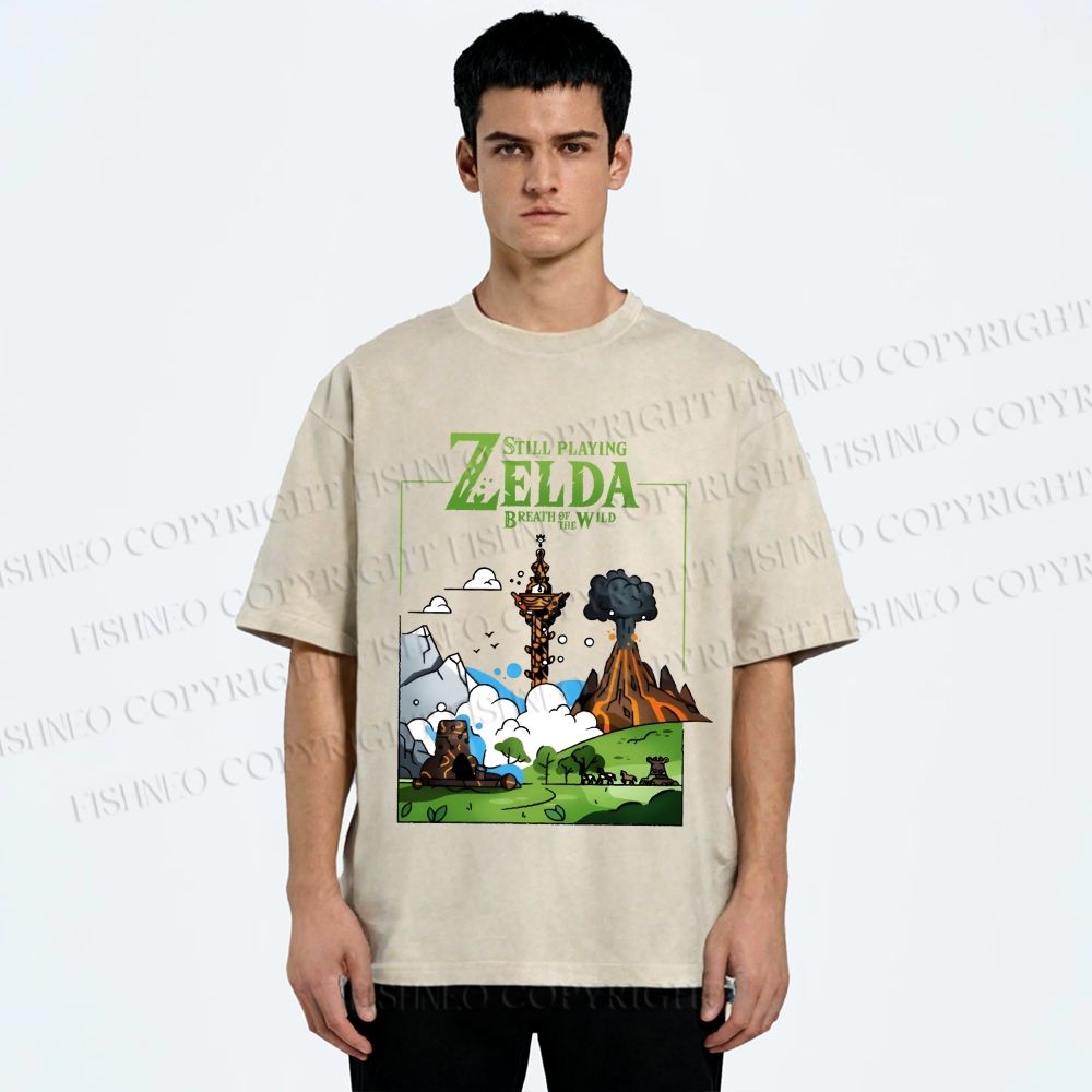 Unisex Zelda Breathe of the Wild Printed Washed Tee