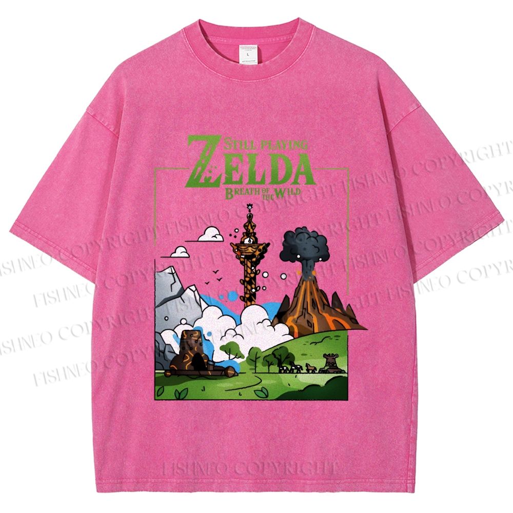 Unisex Zelda Breathe of the Wild Printed Washed Tee