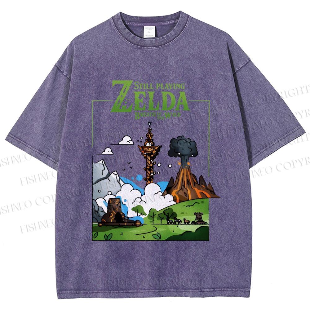 Unisex Zelda Breathe of the Wild Printed Washed Tee