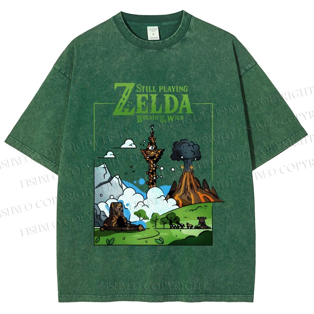 Unisex Zelda Breathe of the Wild Printed Washed Tee