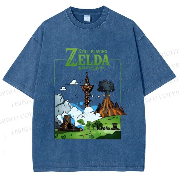 Unisex Zelda Breathe of the Wild Printed Washed Tee