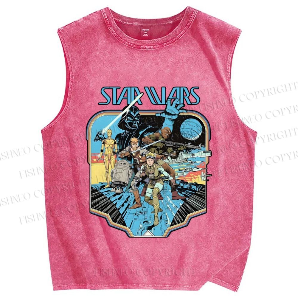 Unisex Star Wars Graffiti Printed Washed Tank Top