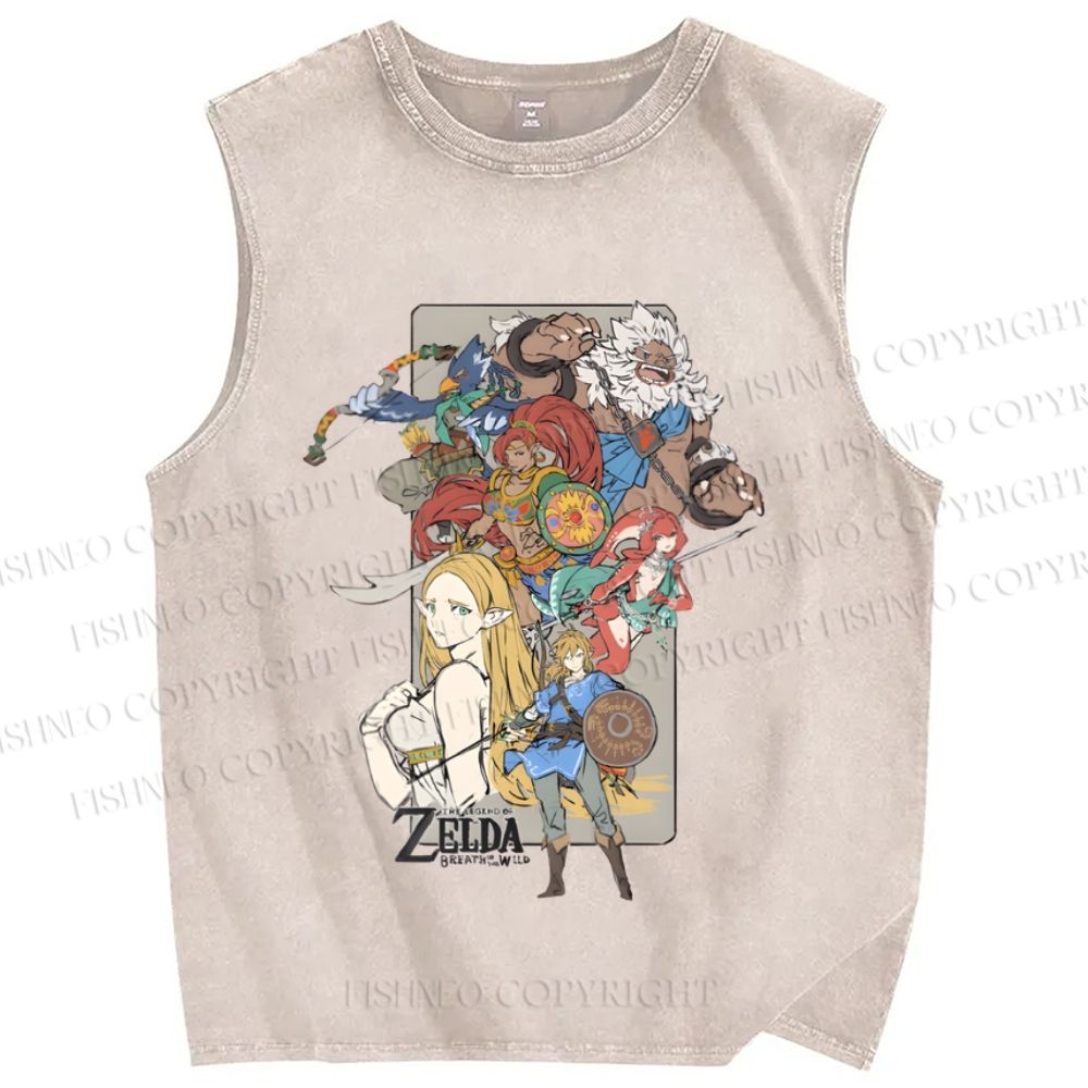 Unisex Zelda Graffiti Printed Washed Tank Top