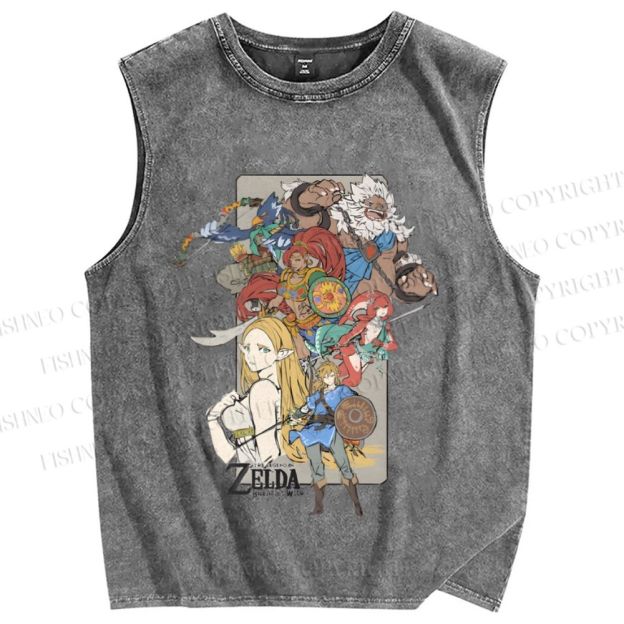 Unisex Zelda Graffiti Printed Washed Tank Top