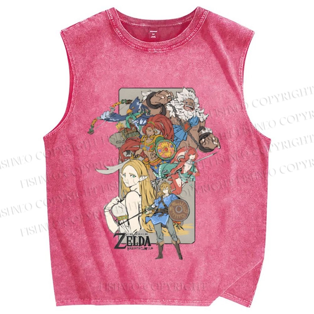 Unisex Zelda Graffiti Printed Washed Tank Top