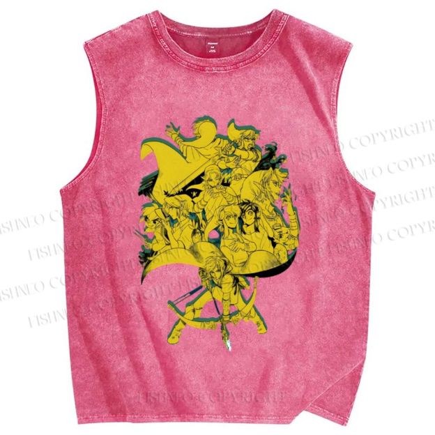 Unisex Zelda Graffiti Printed Washed Tank Top