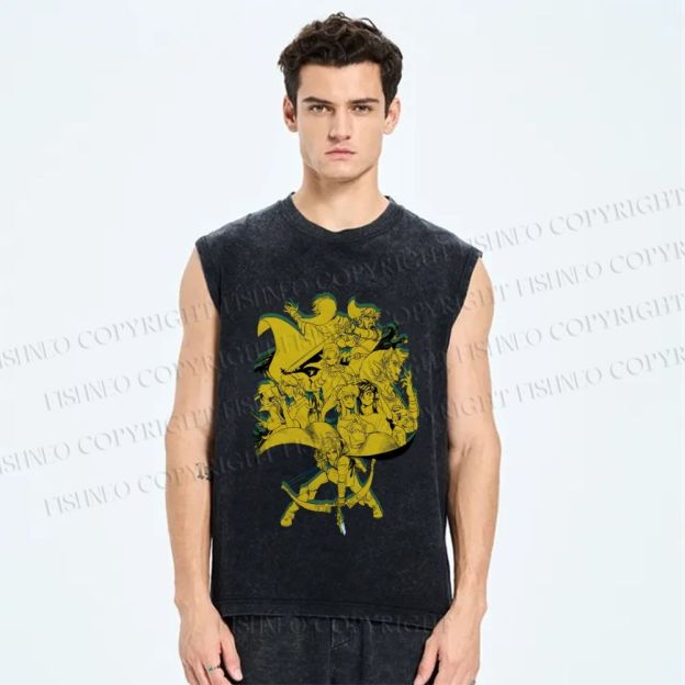 Unisex Zelda Graffiti Printed Washed Tank Top