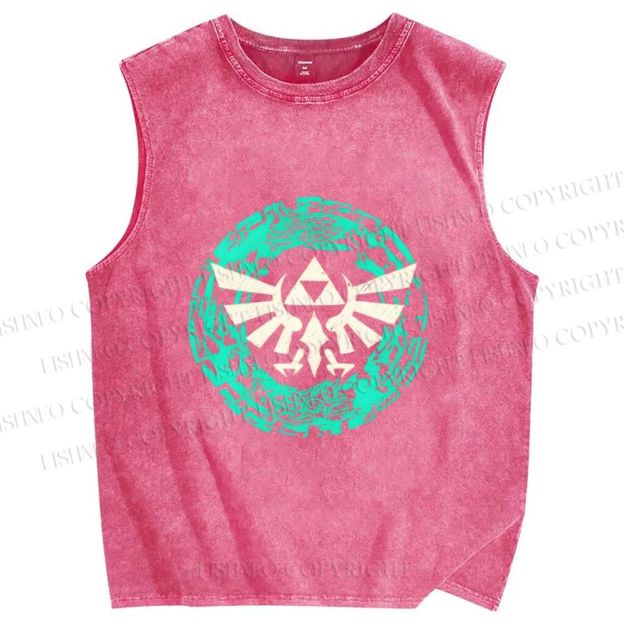 Unisex Zelda Triforce Sign Printed Washed Tank Top