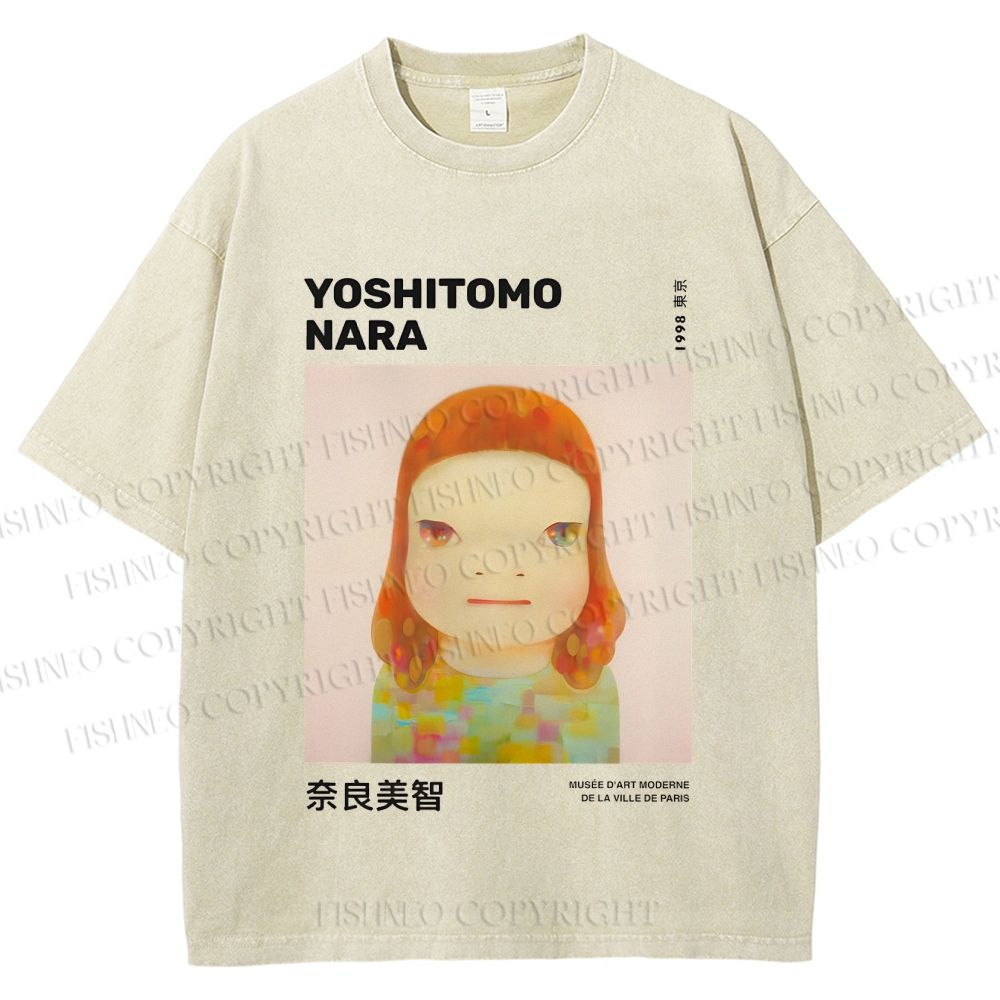 Unisex Yoshitomo Nara Printed Washed Tee