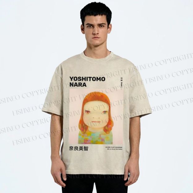 Unisex Yoshitomo Nara Printed Washed Tee