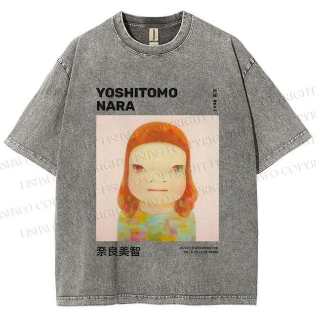 Unisex Yoshitomo Nara Printed Washed Tee