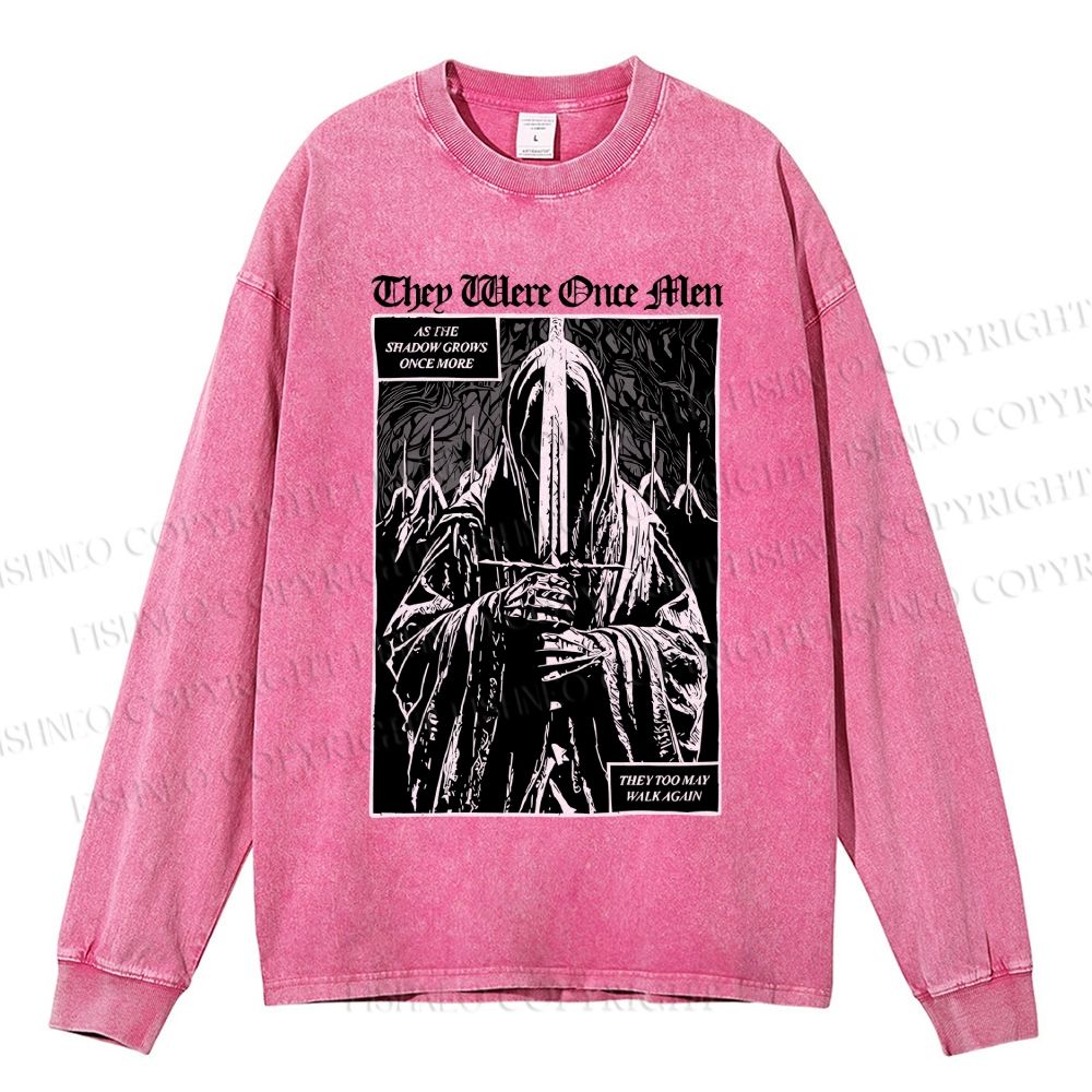 Unisex Casual Washed They Were Once Men Vintage Printed Long Sleeve T-shirt