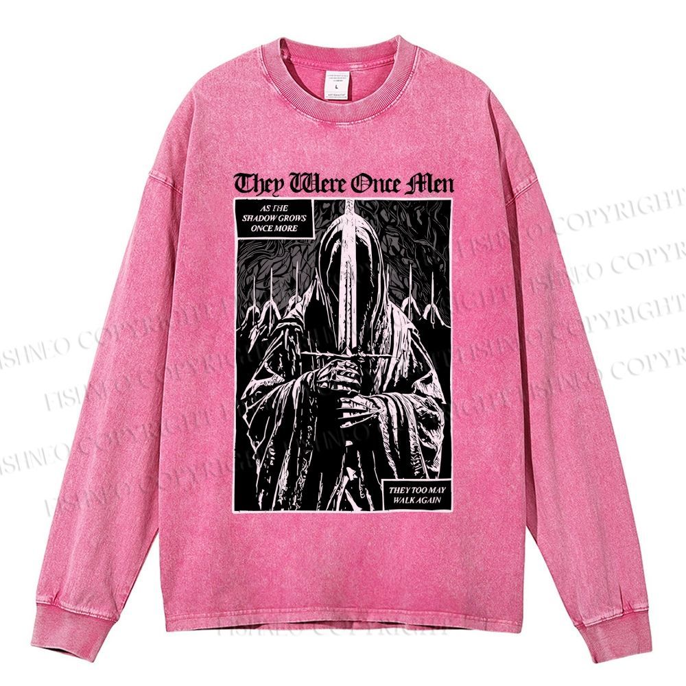 Unisex Casual Washed They Were Once Men Vintage Printed Long Sleeve T-shirt
