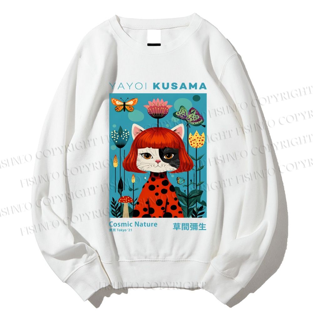 Unisex Yayoi Kusama Cat Printed Sweatshirt