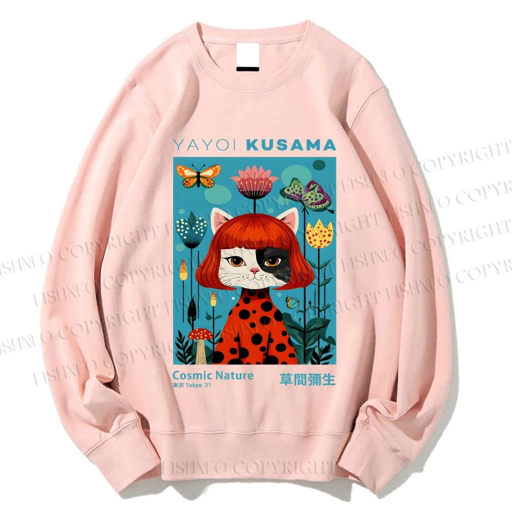 Unisex Yayoi Kusama Cat Printed Sweatshirt