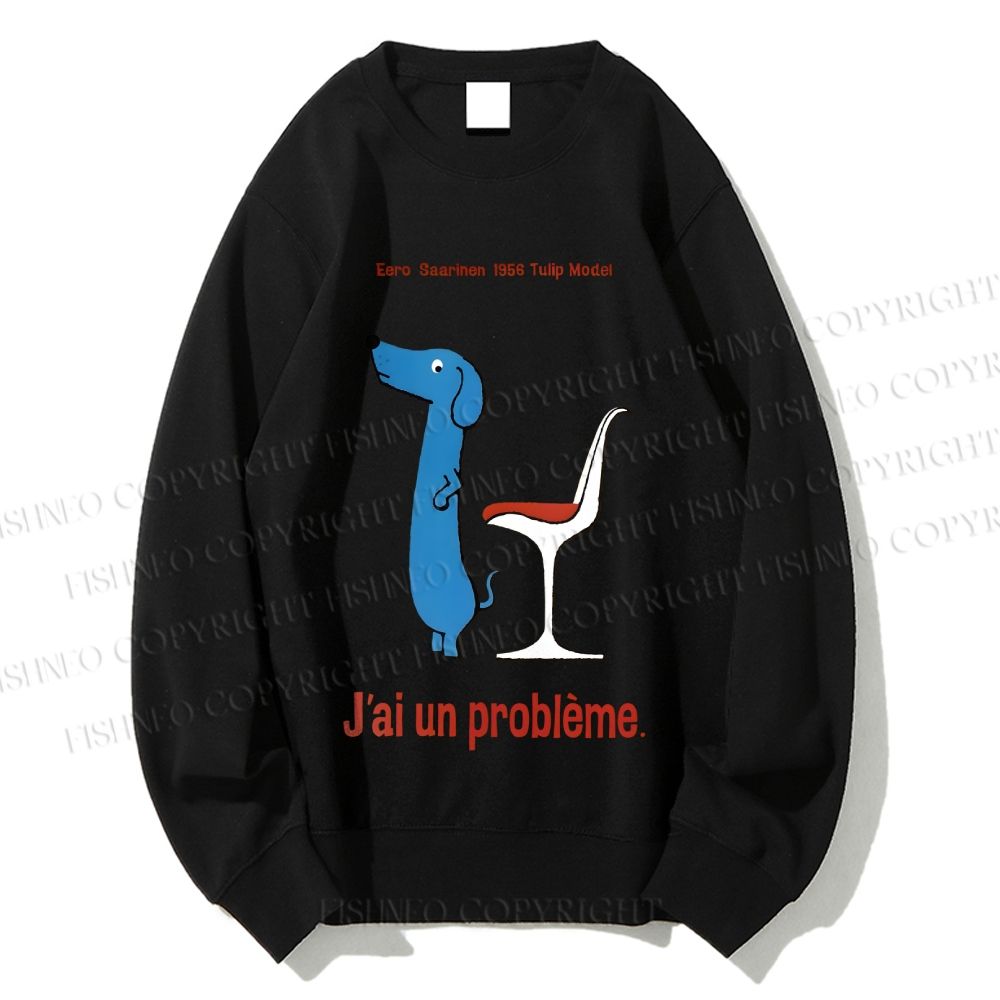 Unisex Dachshund Dog Tulip Chair Printed Sweatshirt