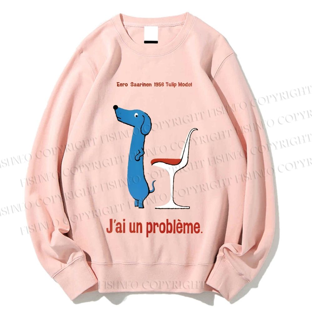 Unisex Dachshund Dog Tulip Chair Printed Sweatshirt