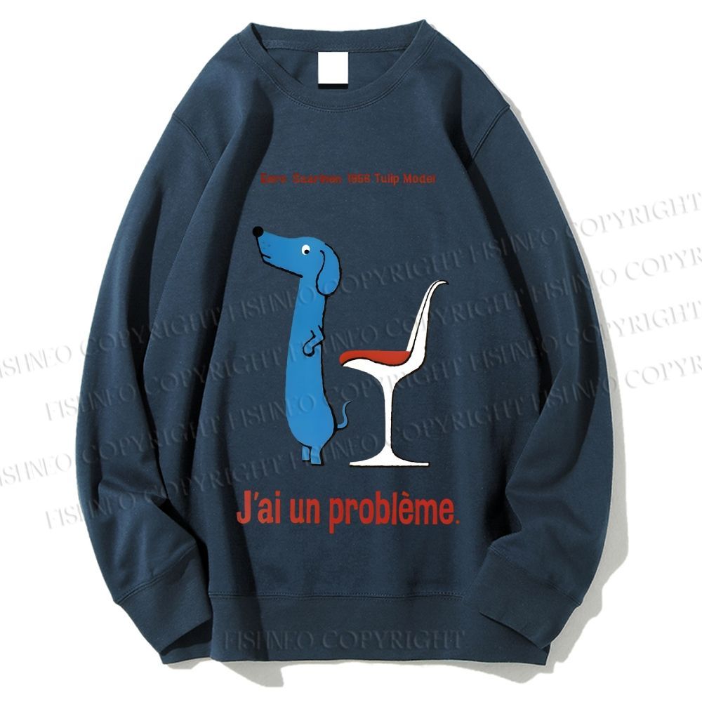 Unisex Dachshund Dog Tulip Chair Printed Sweatshirt