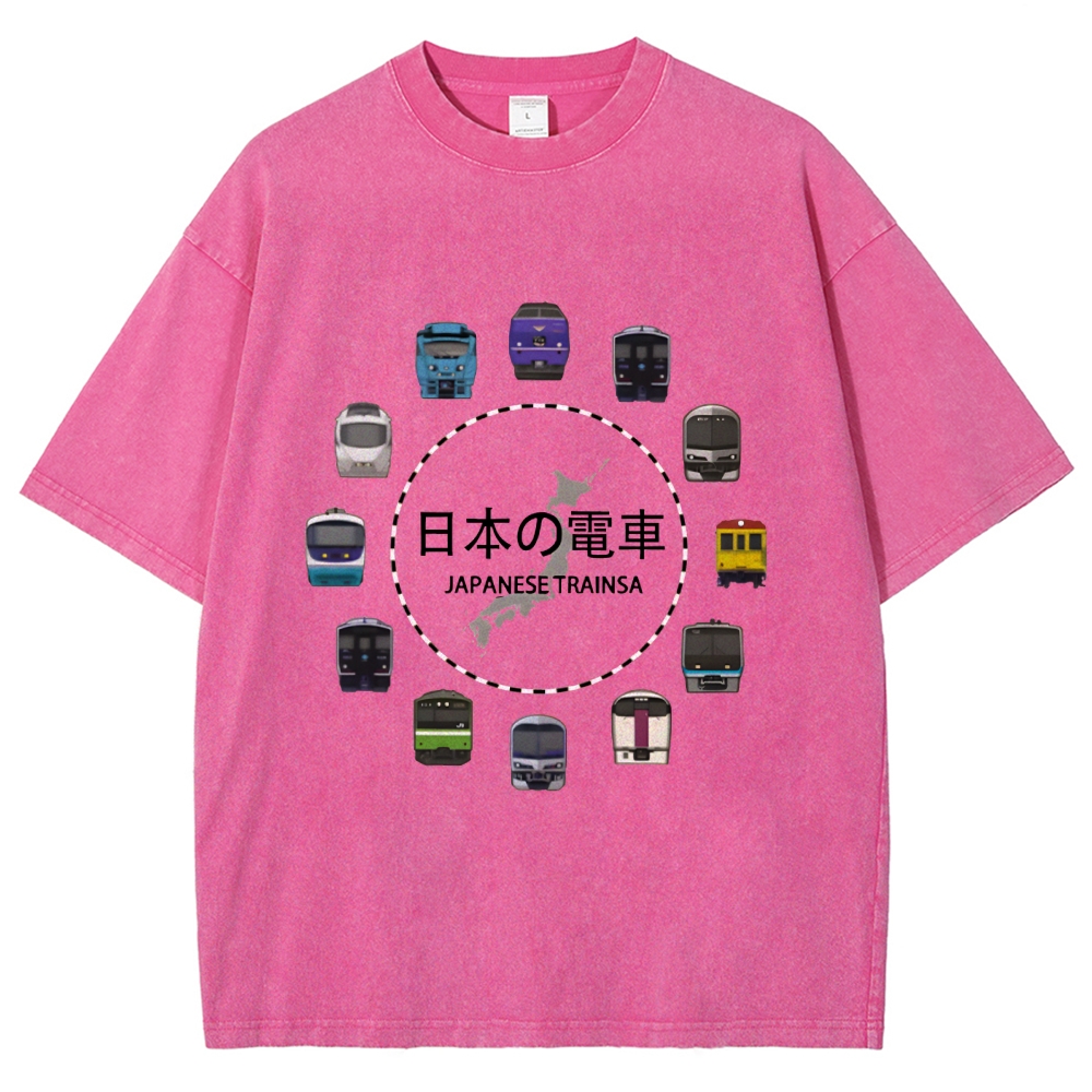 Japanese Trains Washed T-Shirt