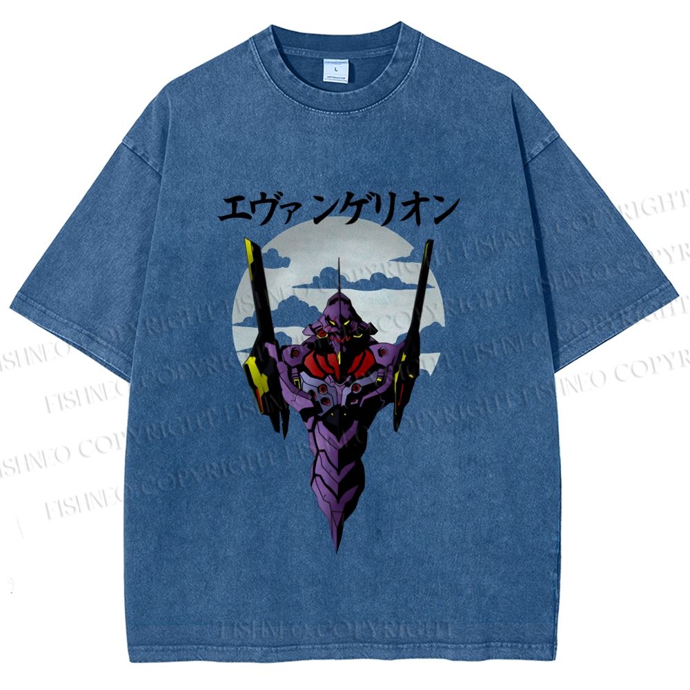 Unisex Japanese Neon Genesis Evangelion Printed Washed Tee