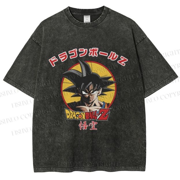 Unisex Dragon Ball Goku Printed Washed Tee