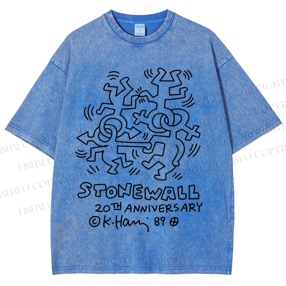 Unisex Keith Haring Stonewall Riots Printed Washed Tee