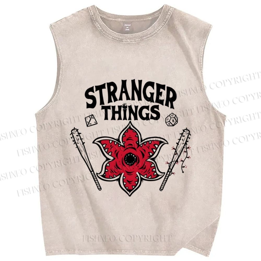 Unisex Stranger Things Printed Washed Tank Top