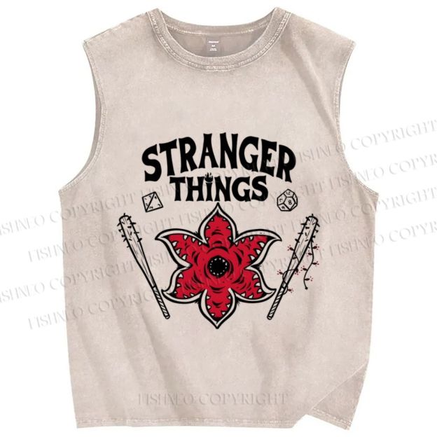 Unisex Stranger Things Printed Washed Tank Top