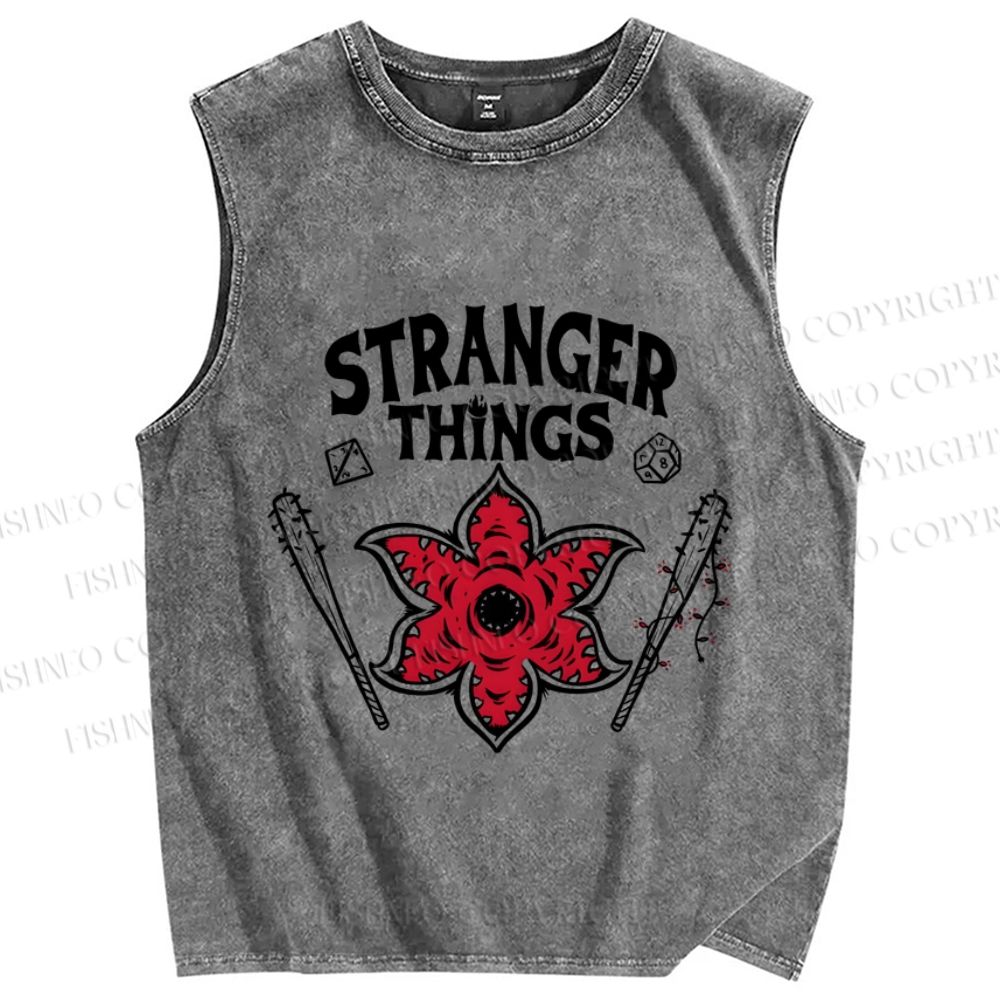 Unisex Stranger Things Printed Washed Tank Top