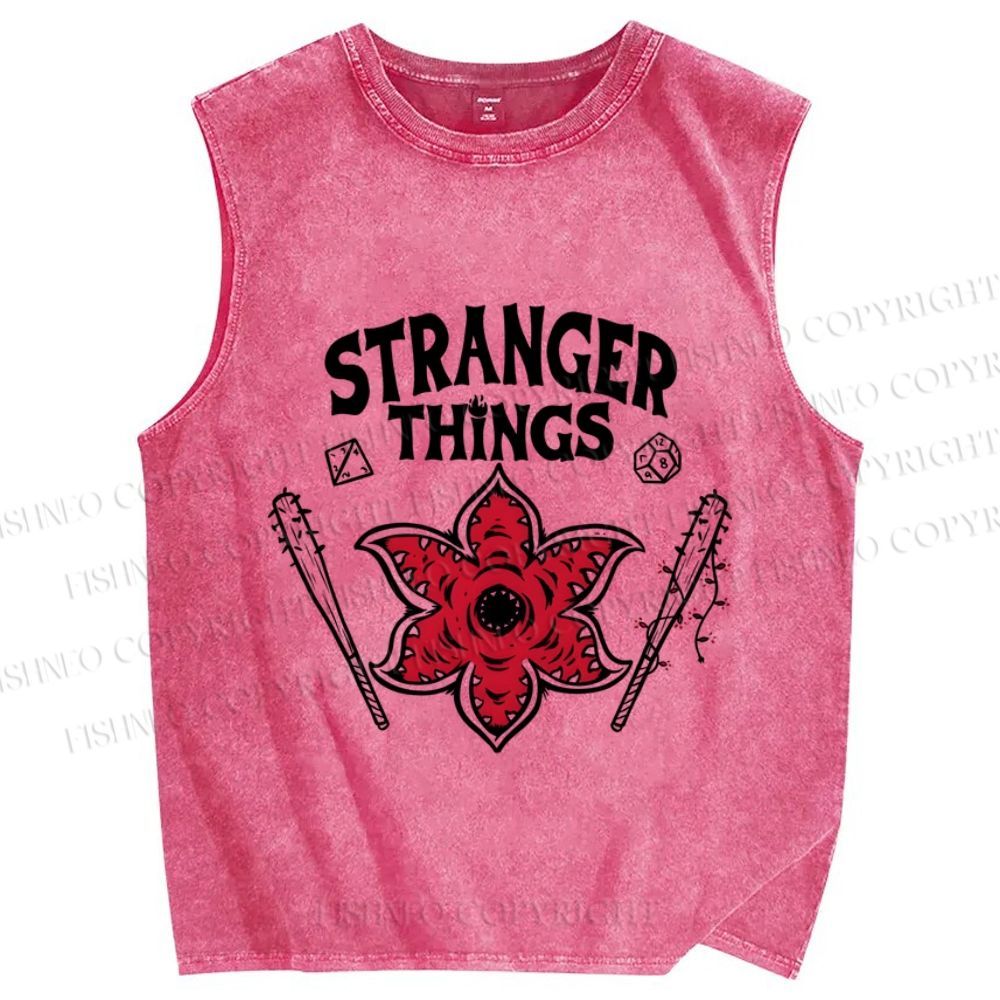 Unisex Stranger Things Printed Washed Tank Top