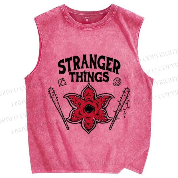 Unisex Stranger Things Printed Washed Tank Top