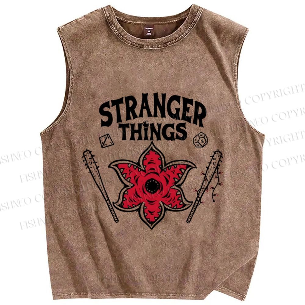 Unisex Stranger Things Printed Washed Tank Top