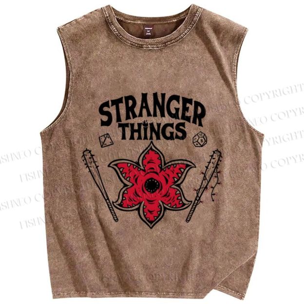 Unisex Stranger Things Printed Washed Tank Top