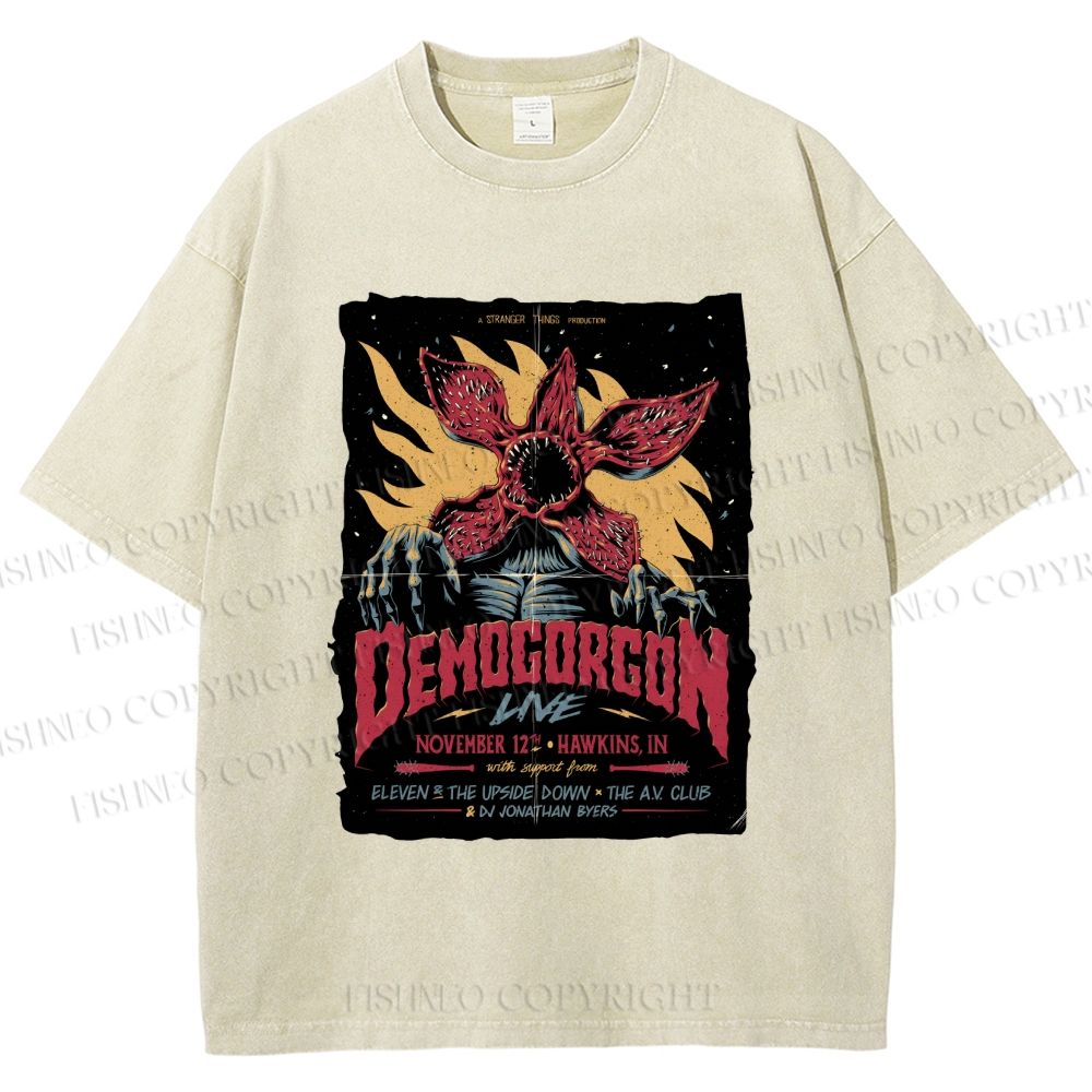 Unisex  Stranger Things Retro Poster Printed Washed Tee